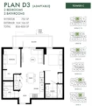 Minoru Square Plan D3 (Adaptable) 2 bed+2 bath