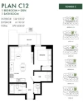 Minoru Square Plan C12 1 bed+DEN+1 bath