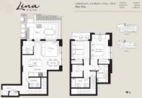 Lina at QE Park Plan TH4 2 bed+Flex+DEN+2