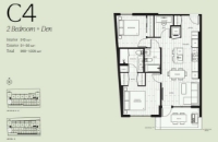 Thesis Plan C4 2 bed + DEN+ 2 bath