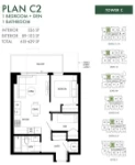 Minoru Square Plan C2 1 bed+DEN+1 bath