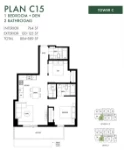 Minoru Square Plan C15 1 bed+DEN+2 bath