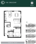 The Crescent at Red Plan B2 1 bed+1 bath