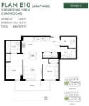 Minoru Square Plan E10 (Adaptable) 2 bed+DEN+2 bath