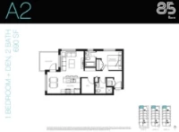 85 at Scott Road Plan A2 1 bed+DEN+2 bath