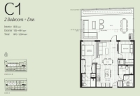 Thesis Plan C1 2 bed + DEN+ 2 bath