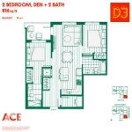 ACE on the Drive Plan D3 2 bed+DEN+1 bath