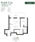 Minoru Square Plan C14 1 bed+DEN+1 bath