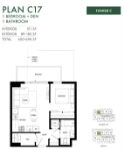 Minoru Square Plan C17 1 bed+DEN+2 bath