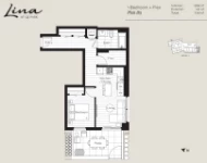 Lina at QE Park Plan B3 1 bed+Flex+1 bath