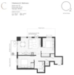 O2 Metrotown Plan C 2 bed+1 bath