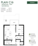 Minoru Square Plan C16 1 bed+DEN+1 bath