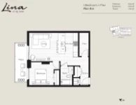 Lina at QE Park Plan B10 1 bed+Flex+1 bath