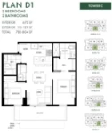 Minoru Square Plan D1 2 bed+2 bath