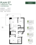 Minoru Square Plan E7 2 bed+DEN+2 bath