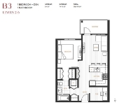 Pura Plan B3-1 1 bed+DEN+1 bath