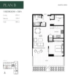 Prima Plan B 1 bed+DEN+1 bath