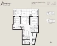 Lina at QE Park Plan C4 2 bed+Flex+2 bath